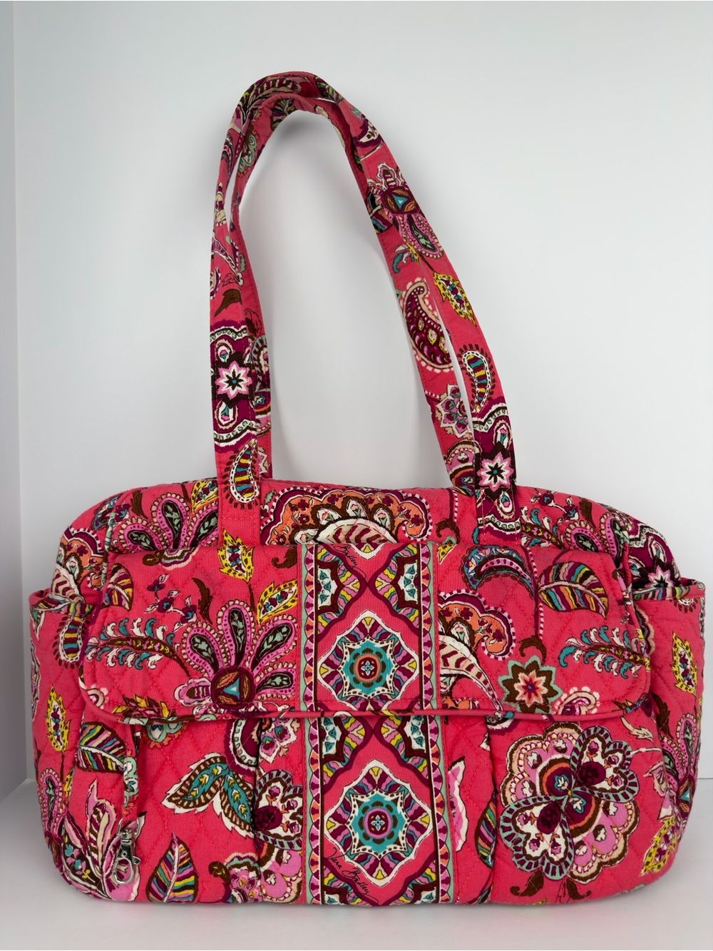 Vera Bradley Call Me Coral Diaper Bag Retired Pattern Quilted Cotton Pink Paisly